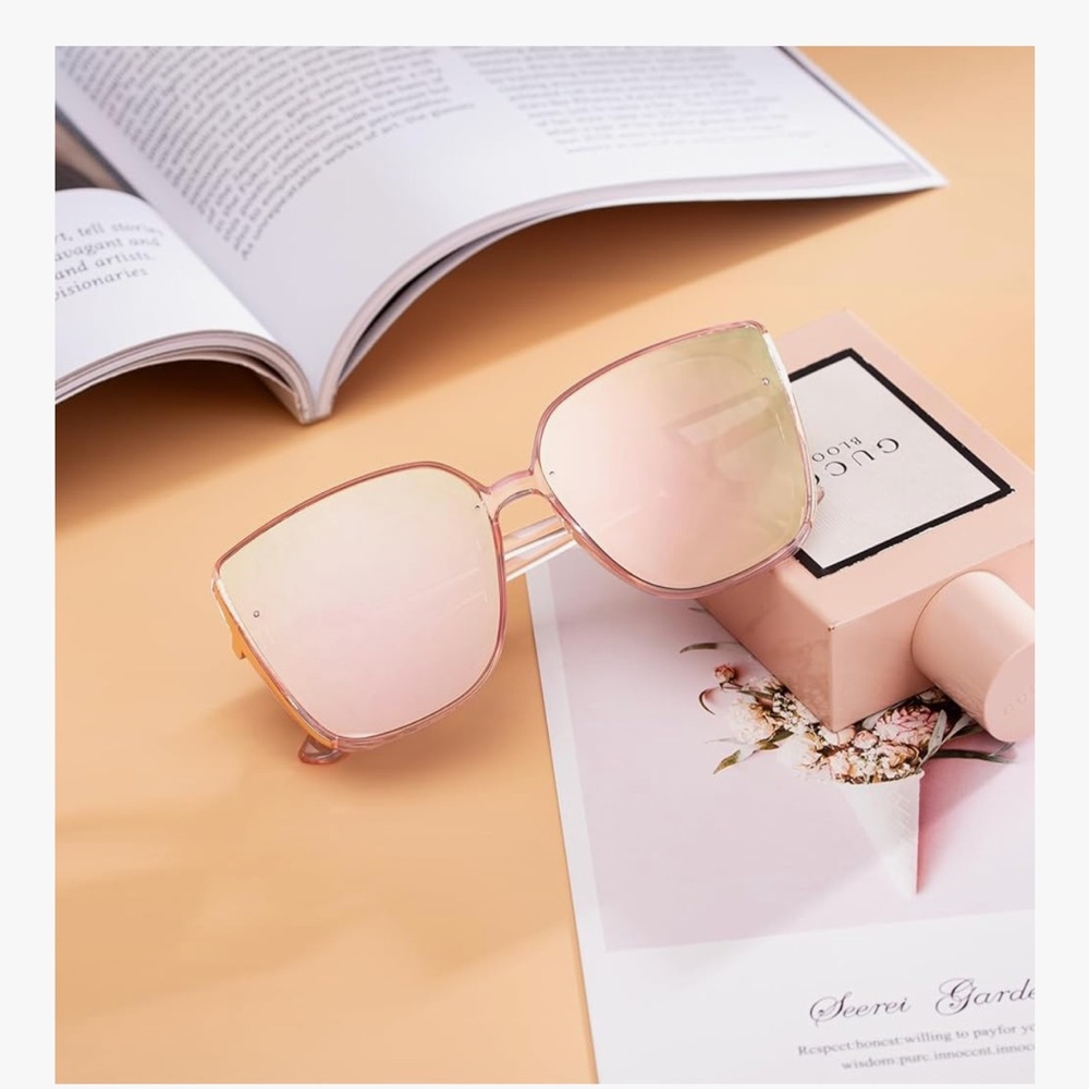 🆕 Pink Gradient Square Sunglasses - Women's Fashion.. Oversized Classic.. - Picture 3 of 5